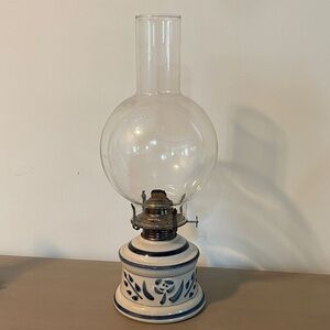 Vintage Blue and White Oil Lamp